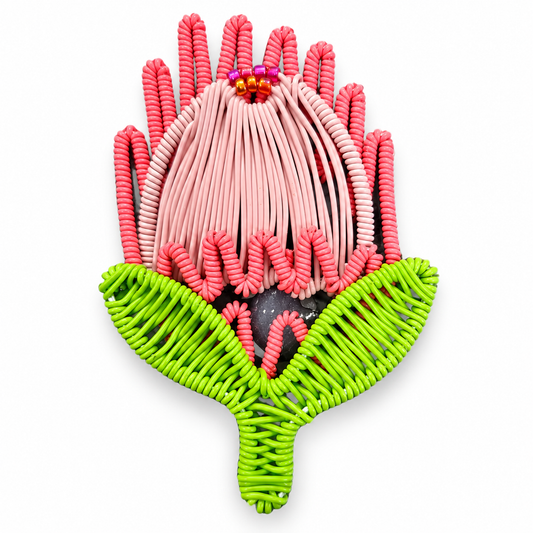 Handmade Wire & Bead Protea Fridge Magnet