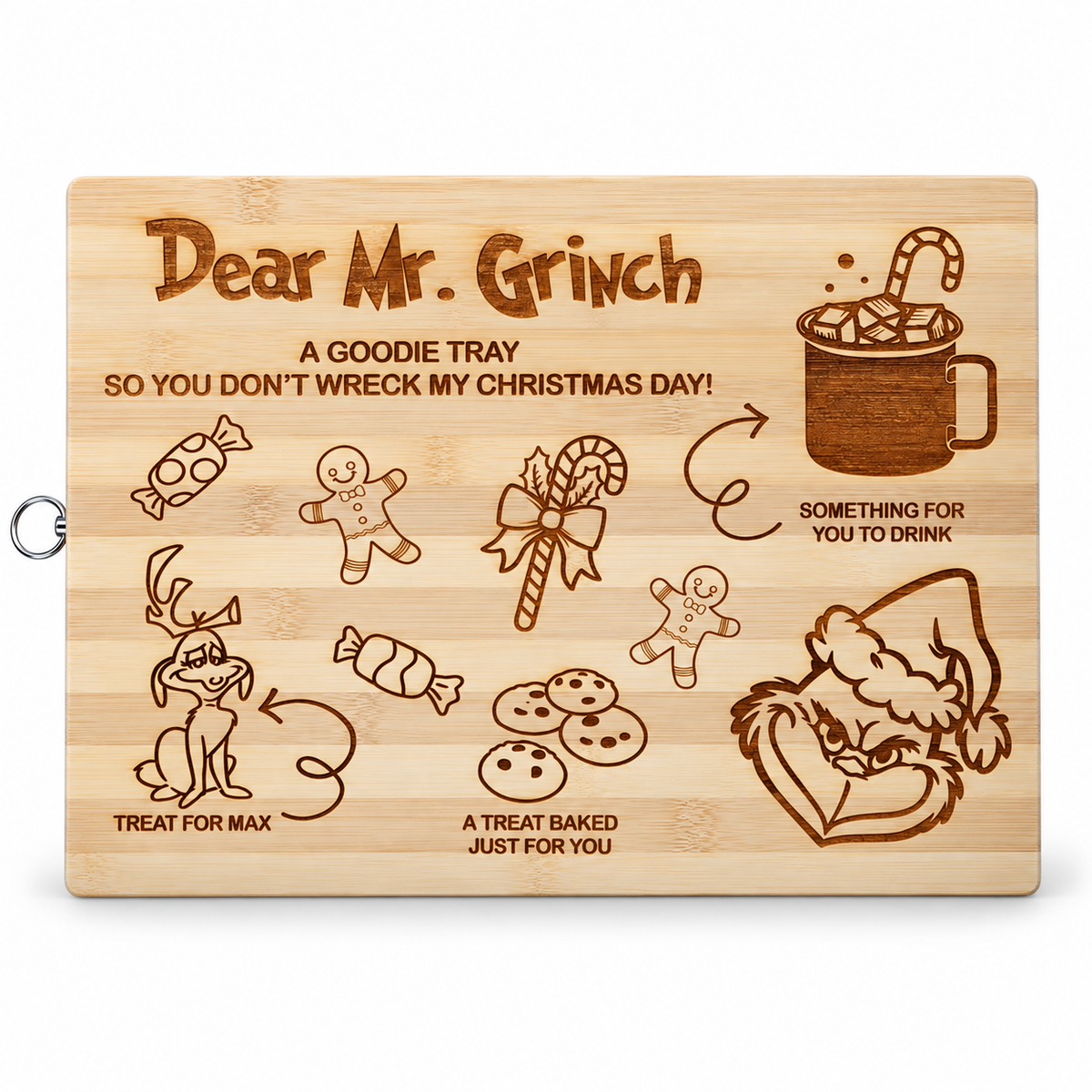 Grinchie Christmas Goodie Tray | Engraved Wood