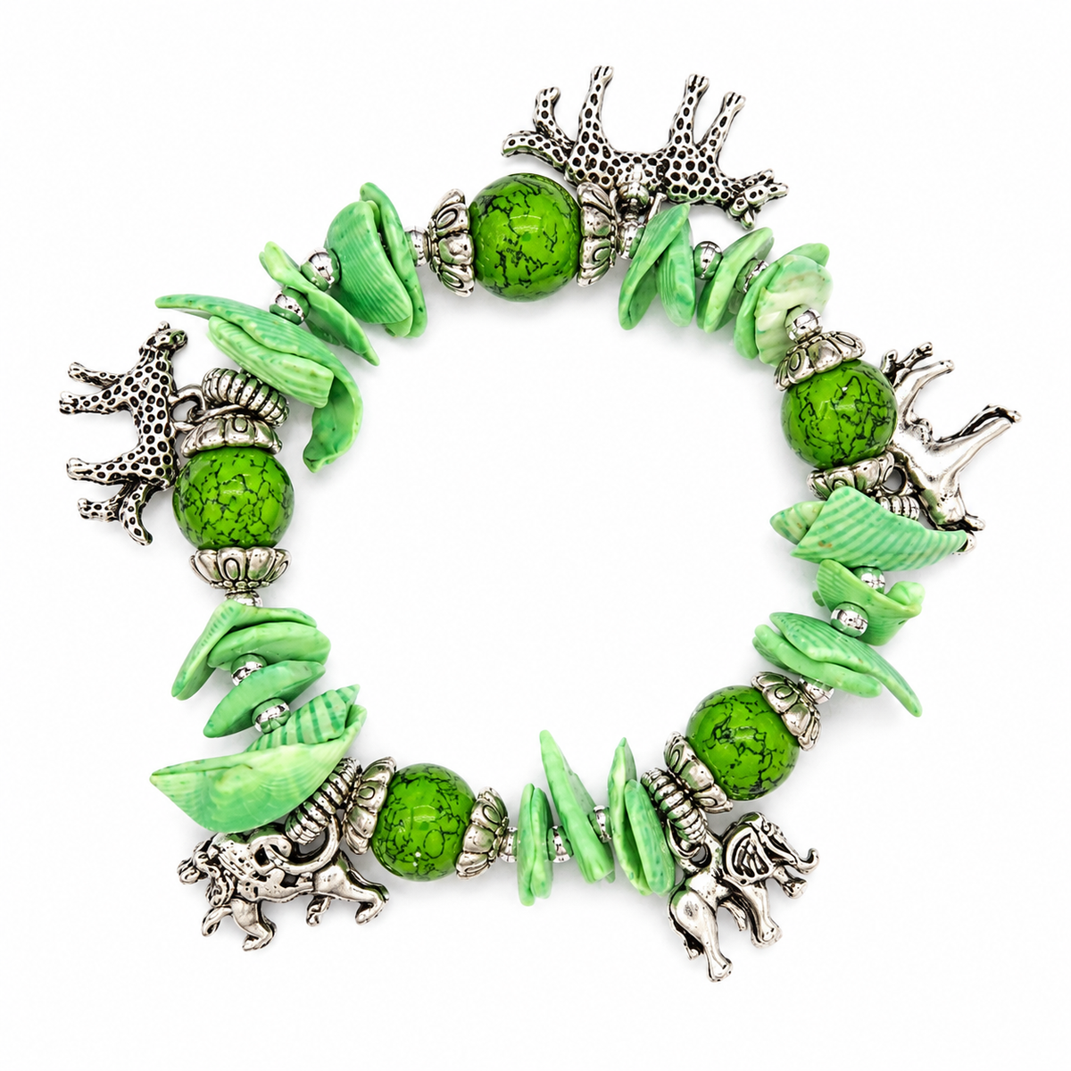 Handmade Big 5 Shell Charm Stretch Bracelet - Sharon's Factory Shop
