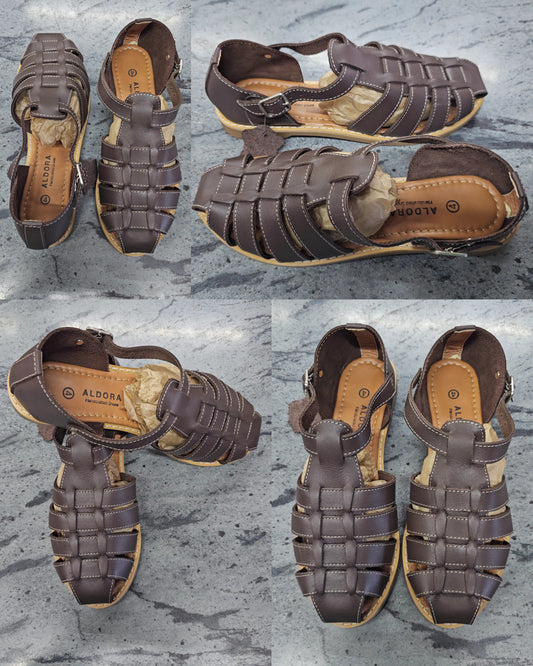 Genuine Leather Grandpa Brown Sandals