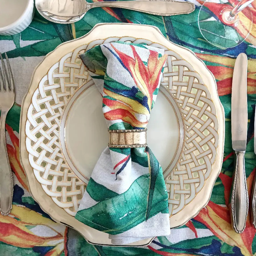 Vintage Strelitzia Fabric Napkins | 4PC Set