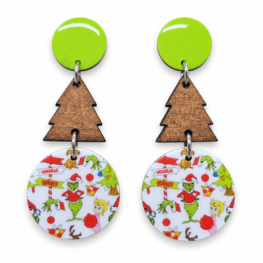 Christmas Dangle Stud Earrings