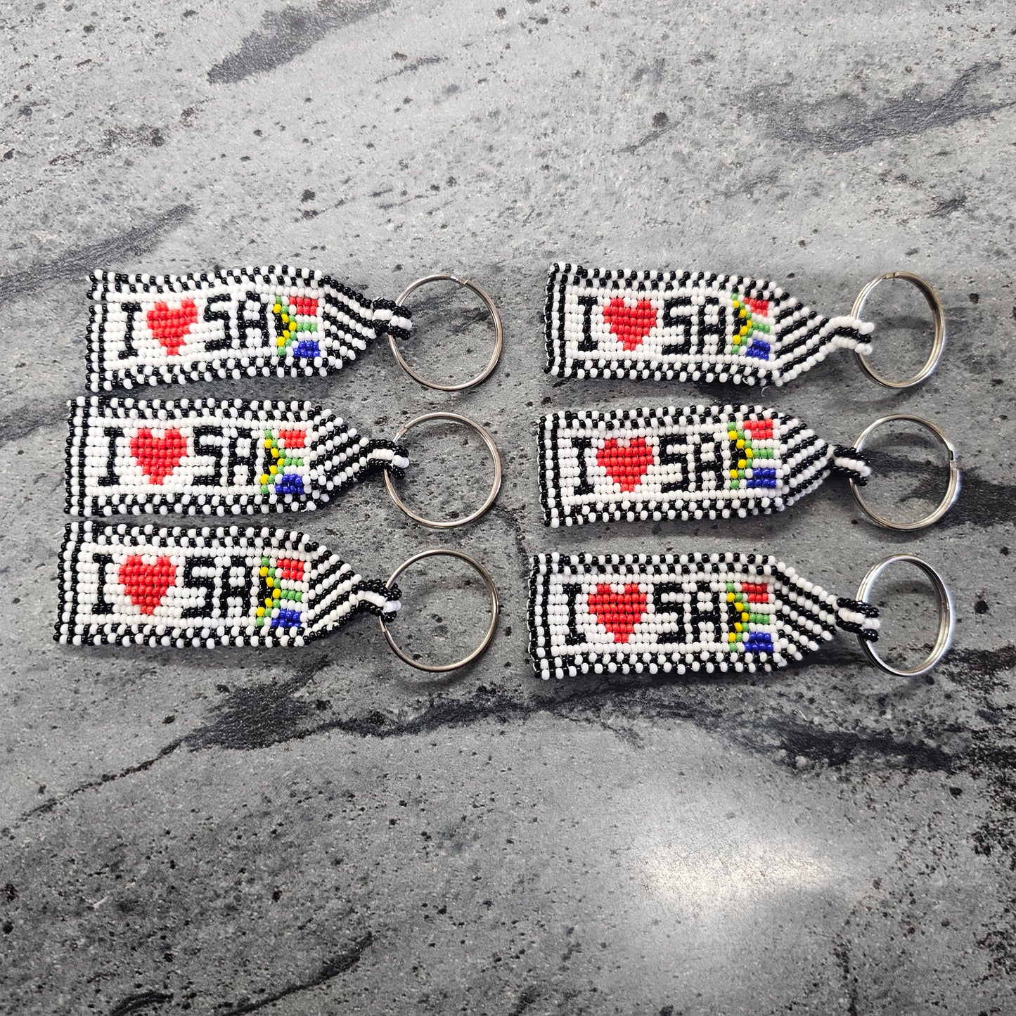 I Love SA Beaded Keyrings