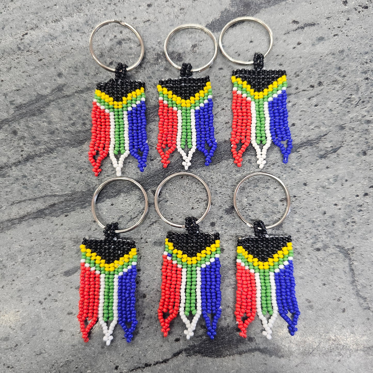 Beaded SA Flag Keyring
