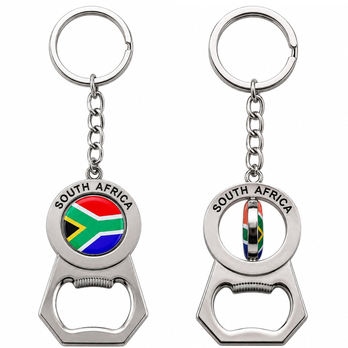 Spinning SA Flag Bottle Opener Keyring - Sharon's Factory Shop