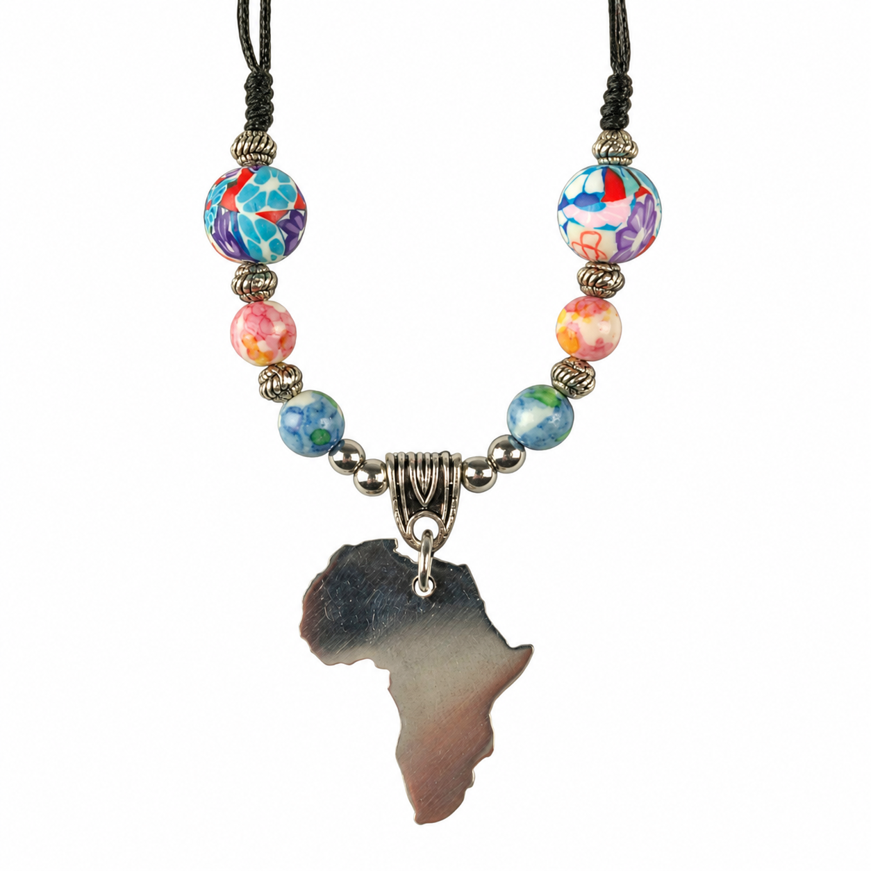 Stainless Steel African Continent Necklace