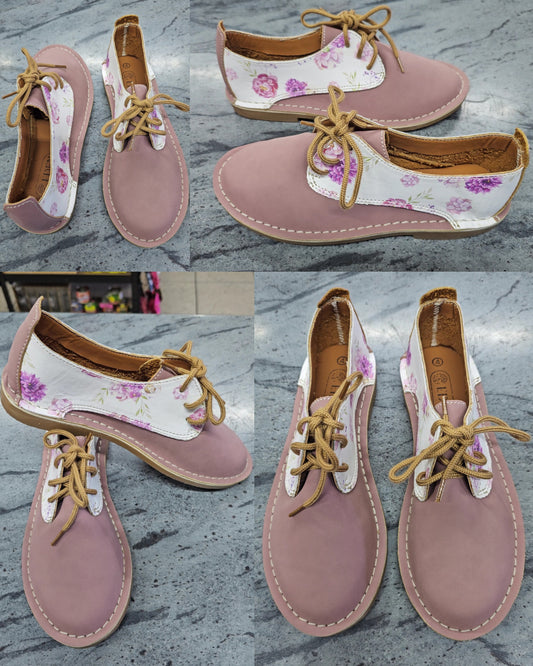 Pink Floral Print Vellies - Synthetic