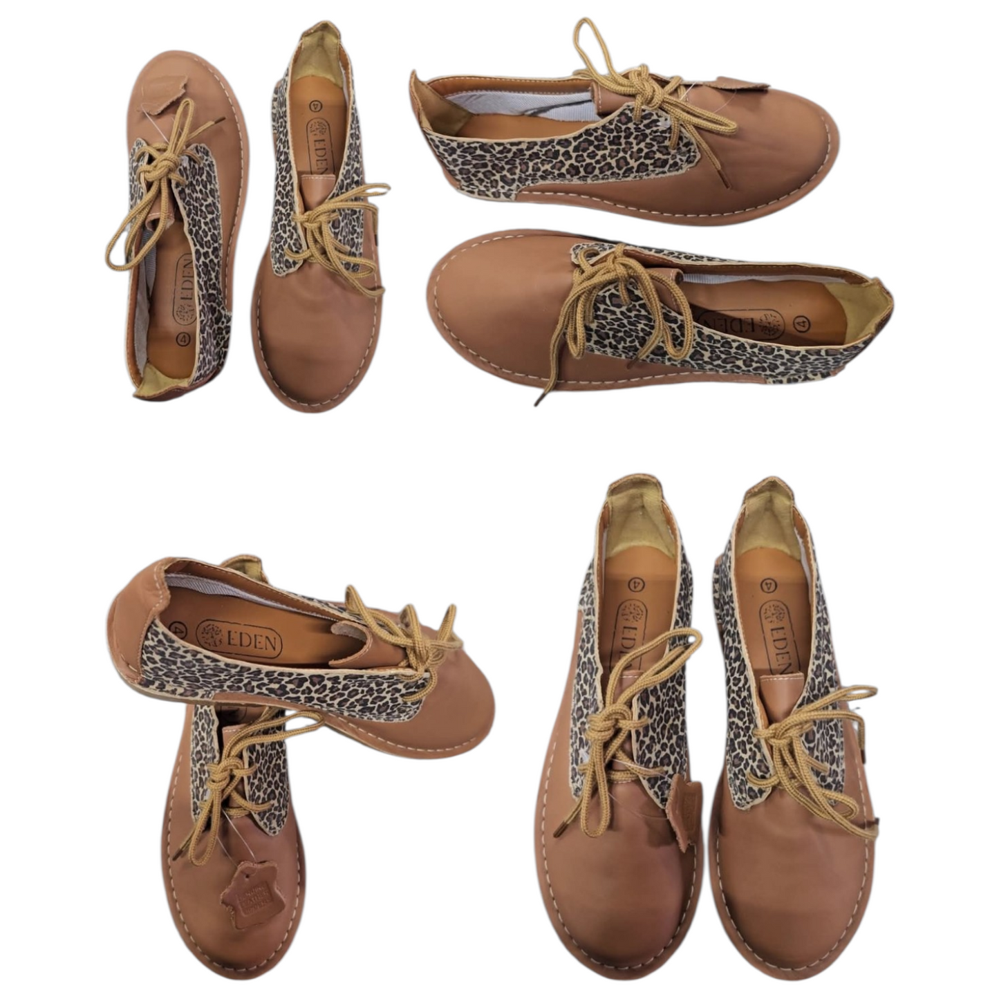 Dark Tan Leopard Lace Up Veldskoen | Genuine Leather