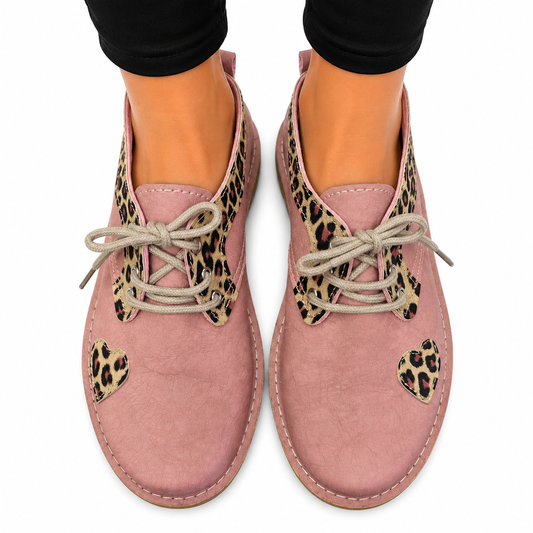 Pink Heart Lace Up Veldskoen | Vellies - Sharon's Factory Shop
