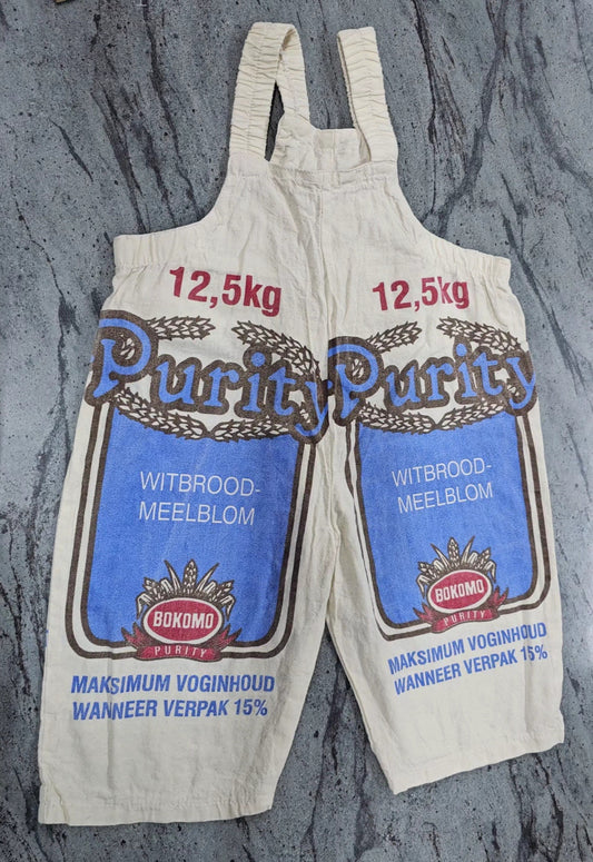 Kiddies Dungarees Off White Flourbag