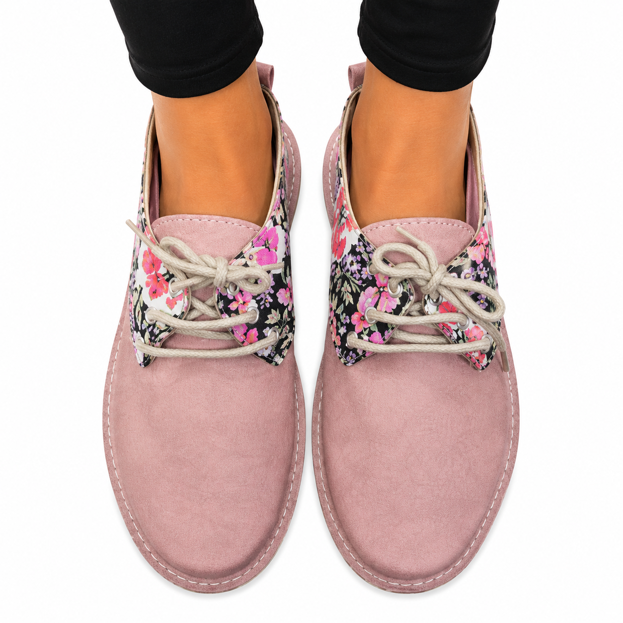 Pink Floral Lace Up Veldskoen | Vellies