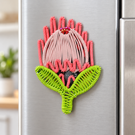 Handmade Wire & Bead Protea Fridge Magnet