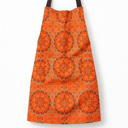 Orange Adult Shweshwe Apron | Medium