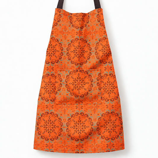 Orange Adult Shweshwe Apron | Medium