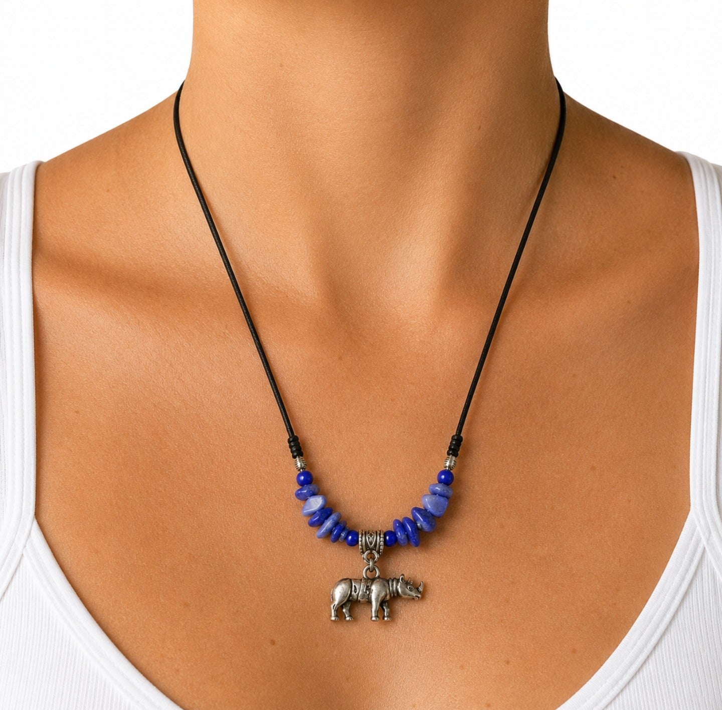 African Wildlife Gemstone Necklace