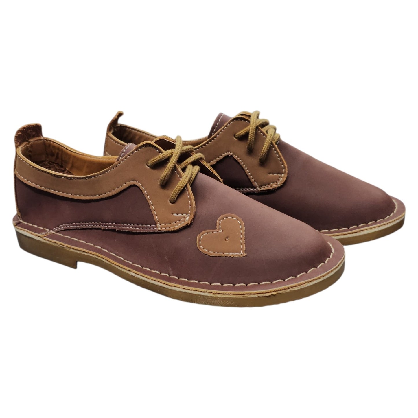 Cognac & Tan Heart Lace Up Veldskoen | Vellies