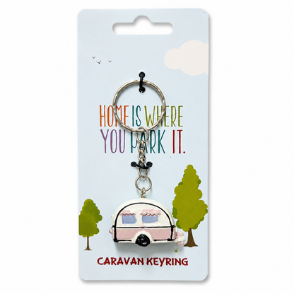 3D Pink Caravan Keyring