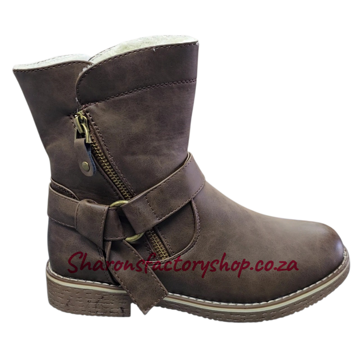 A86-1 Buckle Short Coffee Boot