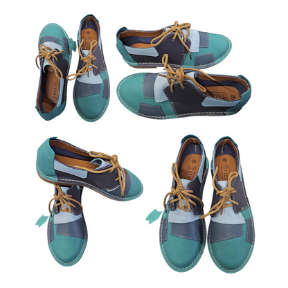 Teal Frankie Lace Up Veldskoen | Genuine Leather