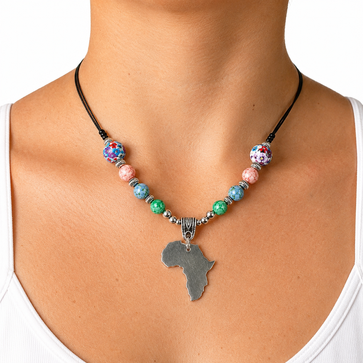 Stainless Steel African Continent Necklace