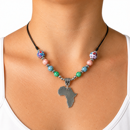 Stainless Steel African Continent Necklace