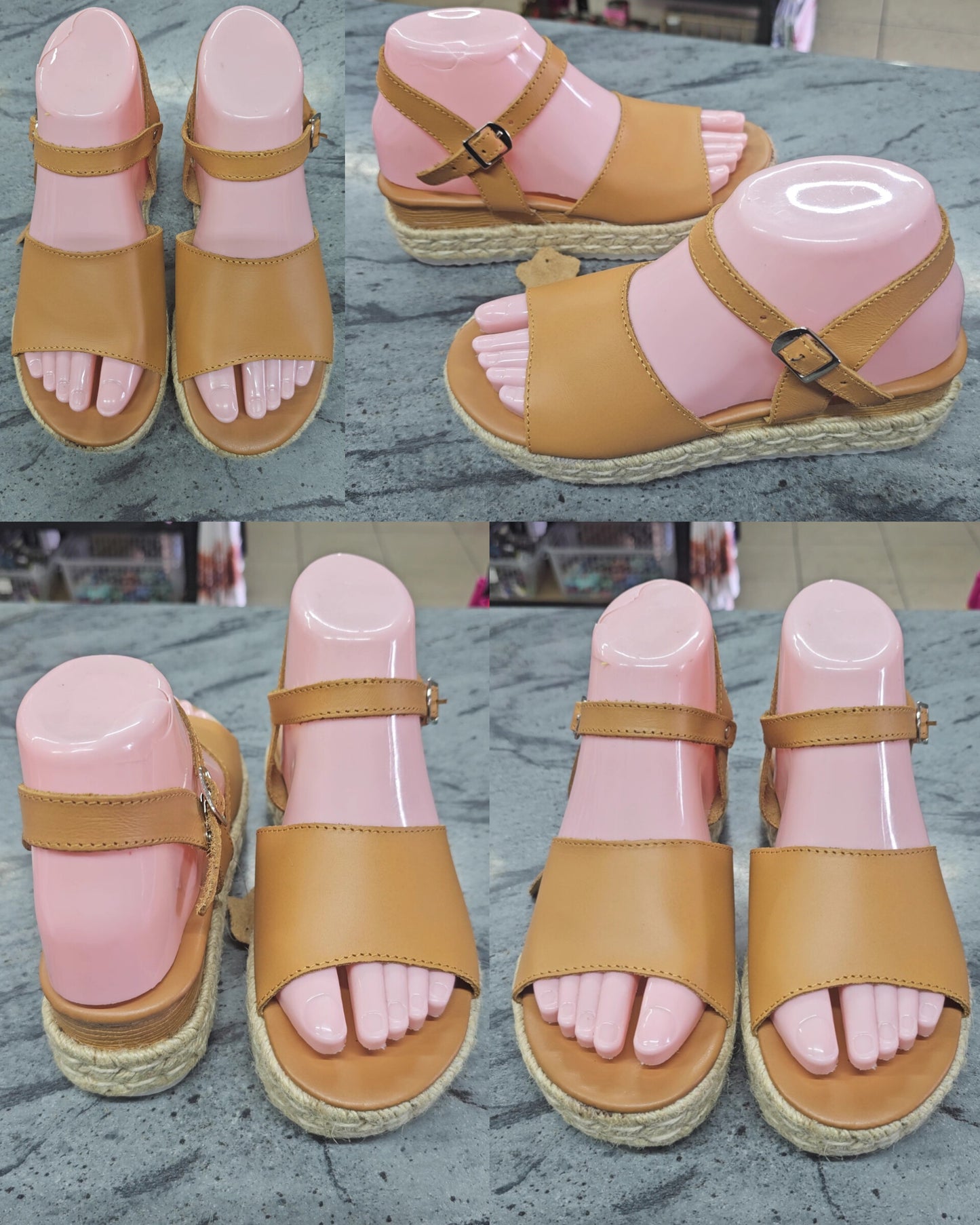 Genuine Leather Tan Aubree Wedges