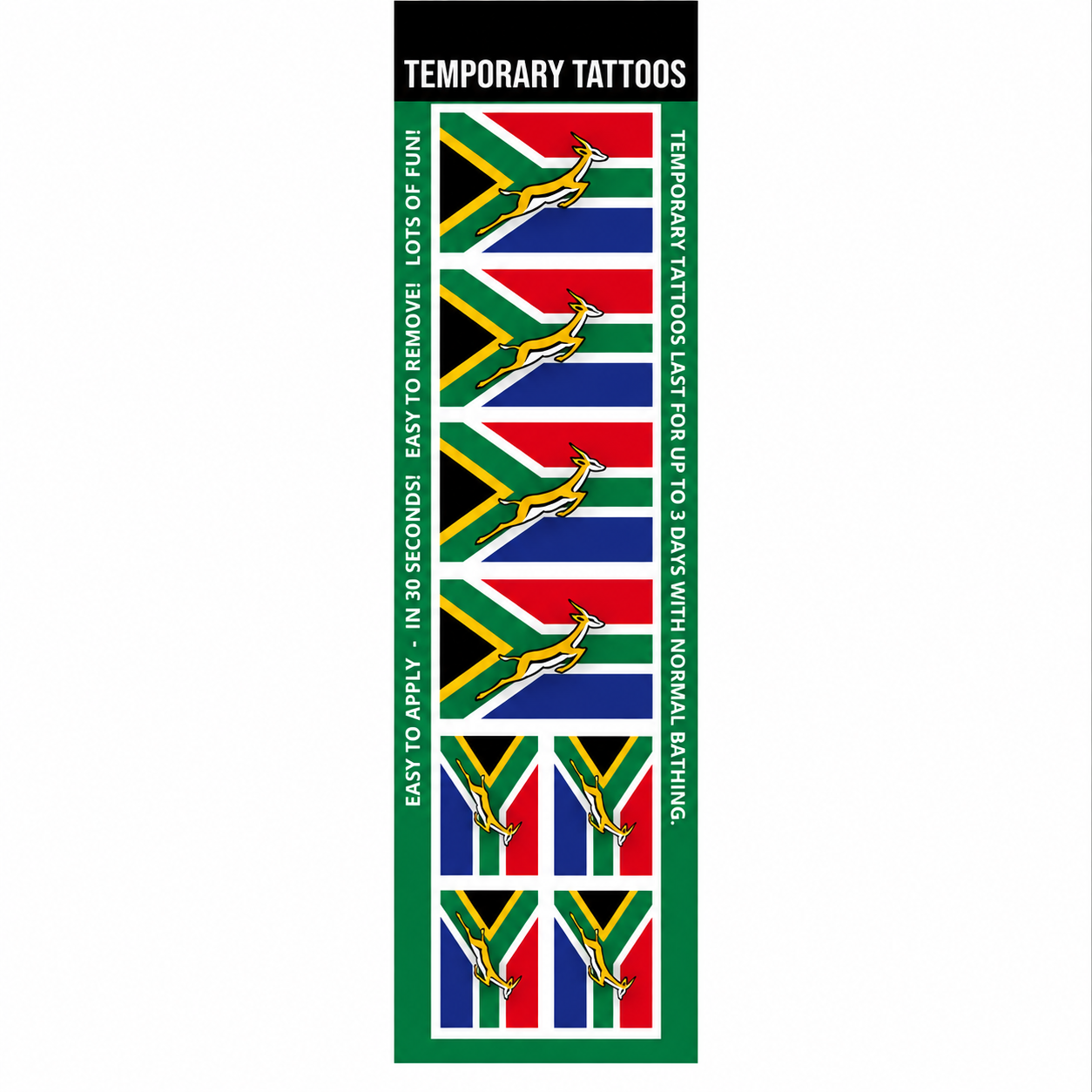 Official Springbok Supporter Temporary Tattoos