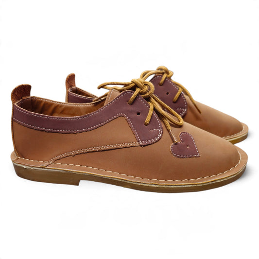 Eden Tan & Cognac Heart Lace Up Veldskoen | Vellies