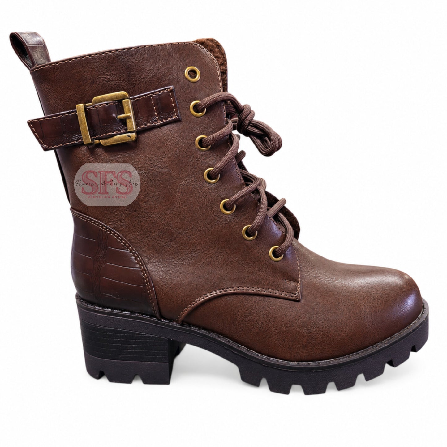 206-3 Croc Heel Boot Coffee