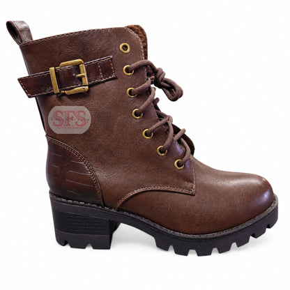 206-3 Croc Heel Boot Coffee