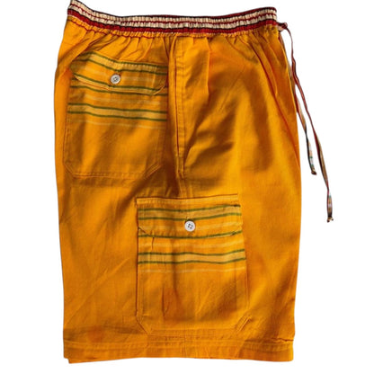 Orange & Red Kikoy Bermuda Shorts