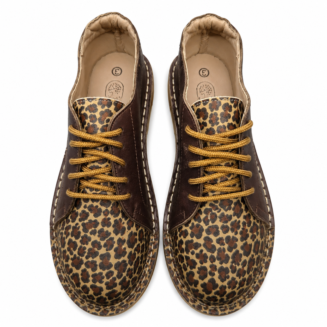 Dallas Choc/Leopard Lace Up Veldskoen | Genuine Leather