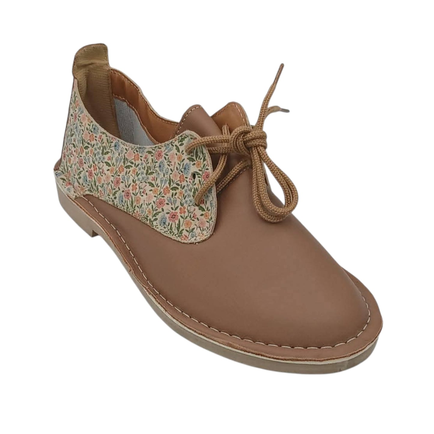 Tan Floral Lace Up Veldskoen | Genuine Leather