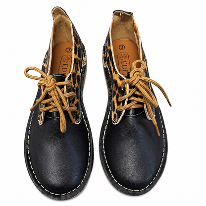 Black / Cheetah Lace Up Veldskoen | Vellies