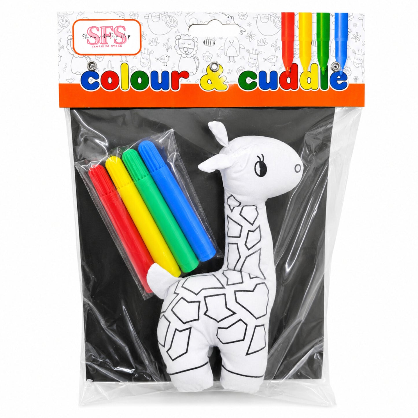 Colour & Cuddle Safari Colouring Set