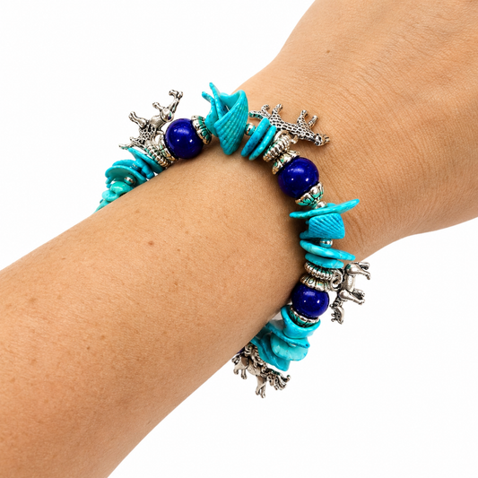 Handmade Big 5 Shell Charm Stretch Bracelet - Sharon's Factory Shop