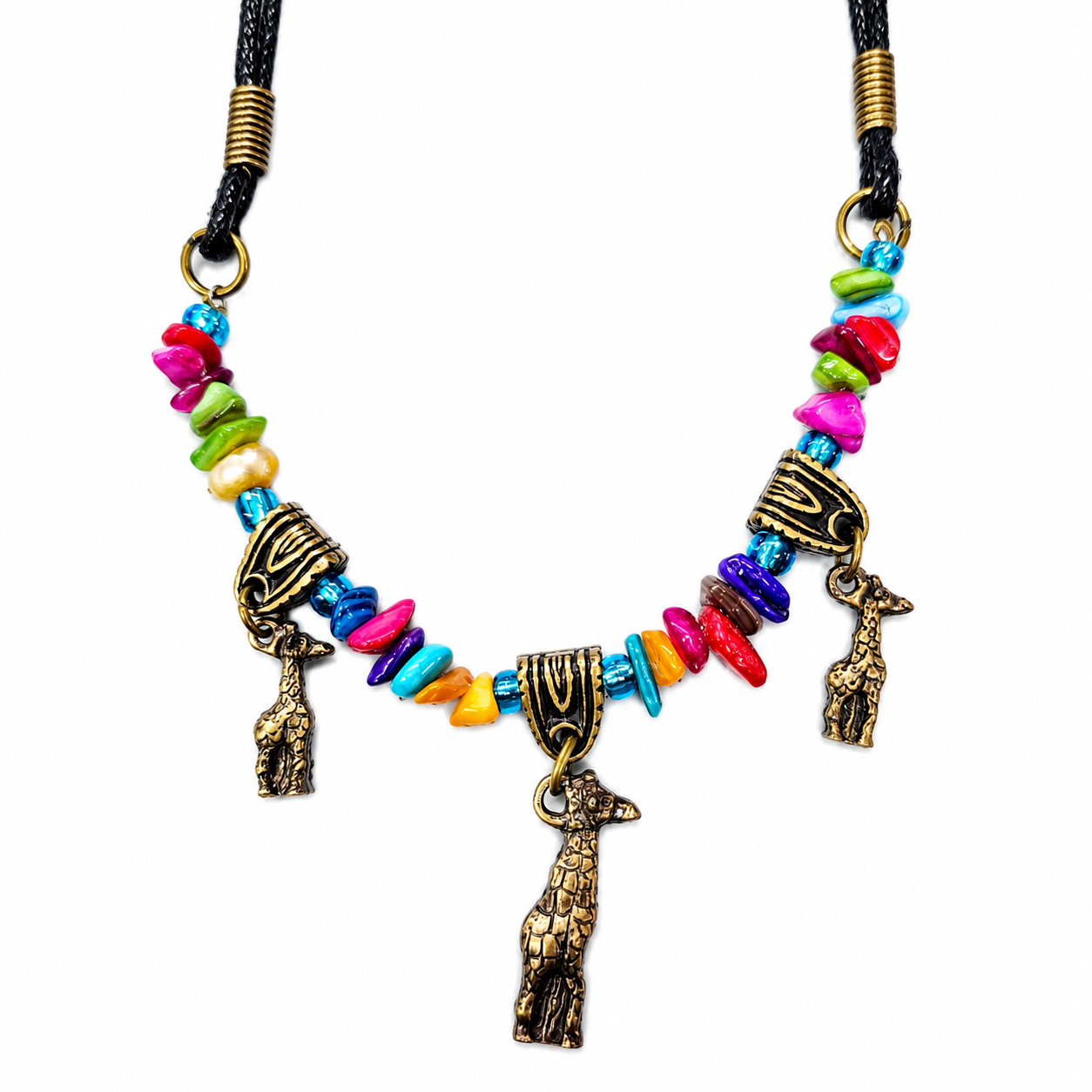 3 Charm Safari Gemstone Necklace