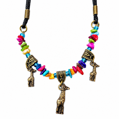 3 Charm Safari Gemstone Necklace
