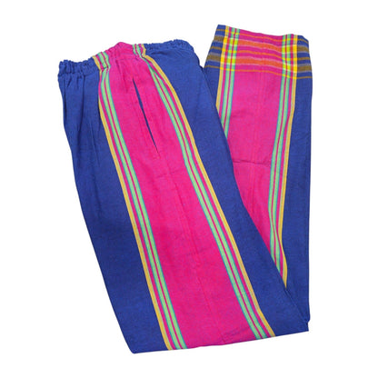 (L) Navy & Maroon Kikoy Unisex Pants