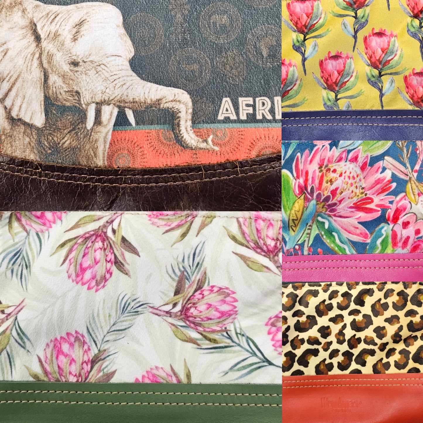 Genuine Leather Trim Africa Sling Bags
