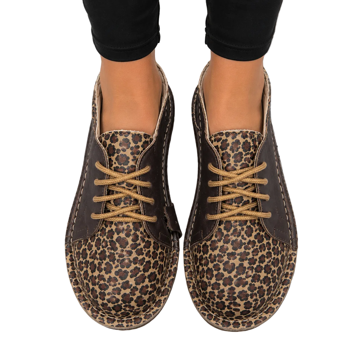 Dallas Choc/Leopard Lace Up Veldskoen | Genuine Leather