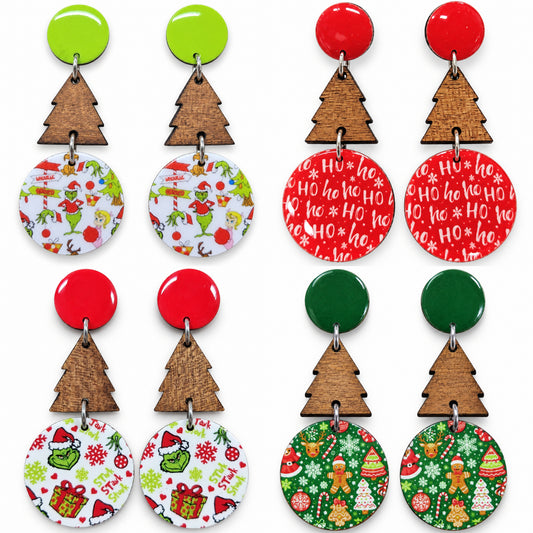 Christmas Dangle Stud Earrings
