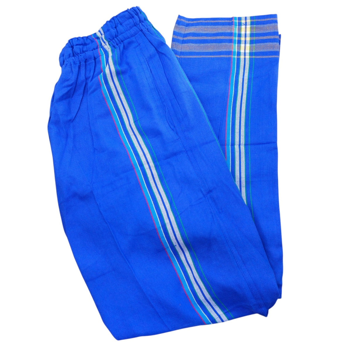 (M) Blue & White Kikoy Unisex Pants - Sharon's Factory Shop
