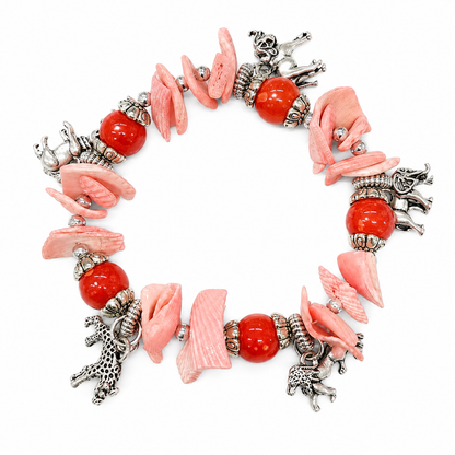 Handmade Big 5 Shell Charm Stretch Bracelet