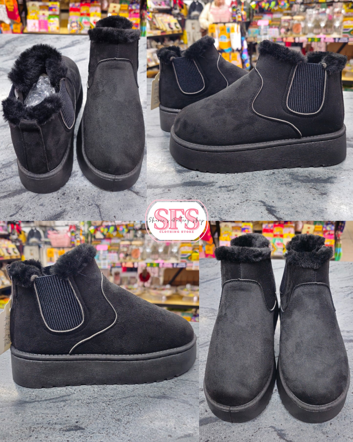 022 Fluffy Black Boot