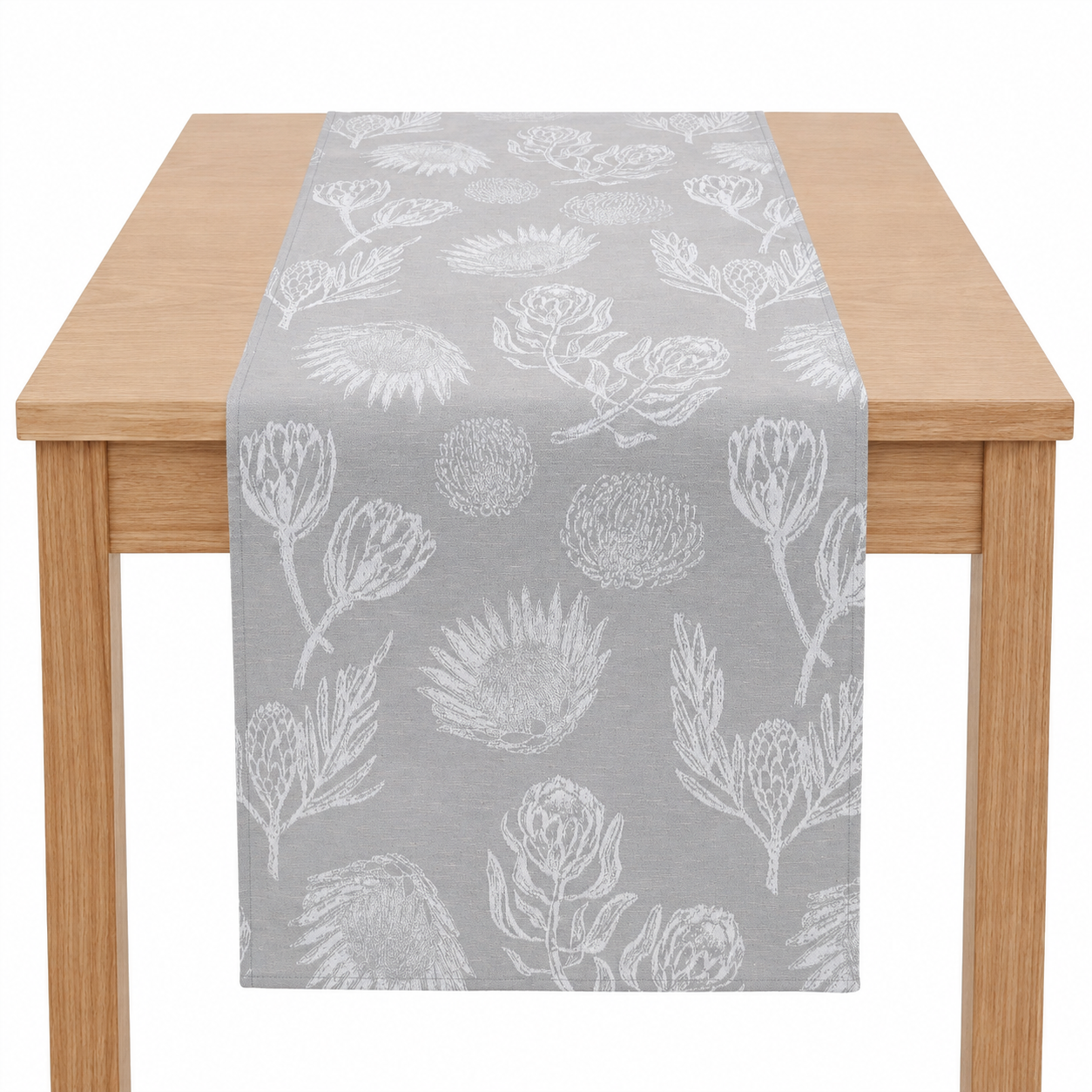 Protea Table Runner 150x40 | Grey & Silver