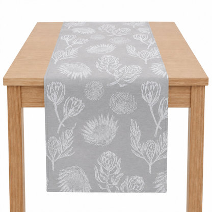Protea Table Runner 150x40 | Grey & Silver