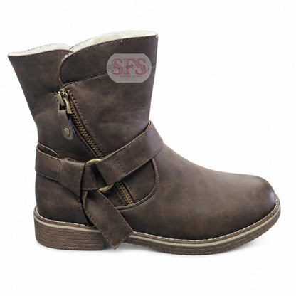 A86-1 Buckle Short Coffee Boot