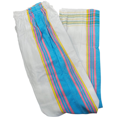 (M) White & Blue Kikoy Unisex Pants - Sharon's Factory Shop