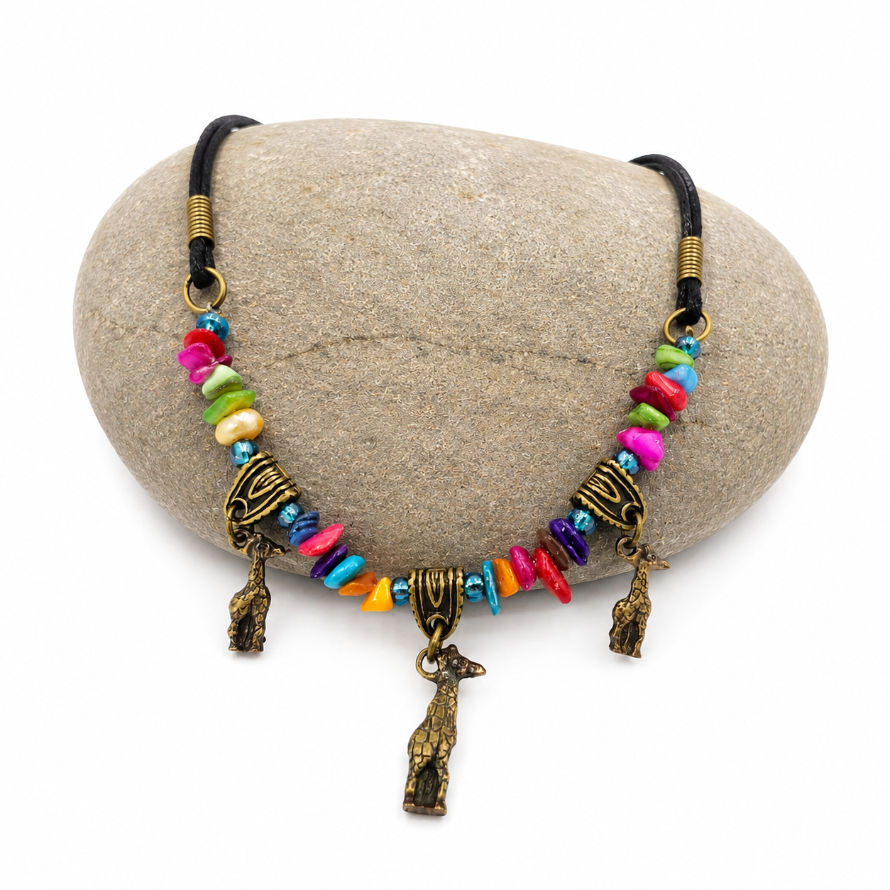 3 Charm Safari Gemstone Necklace